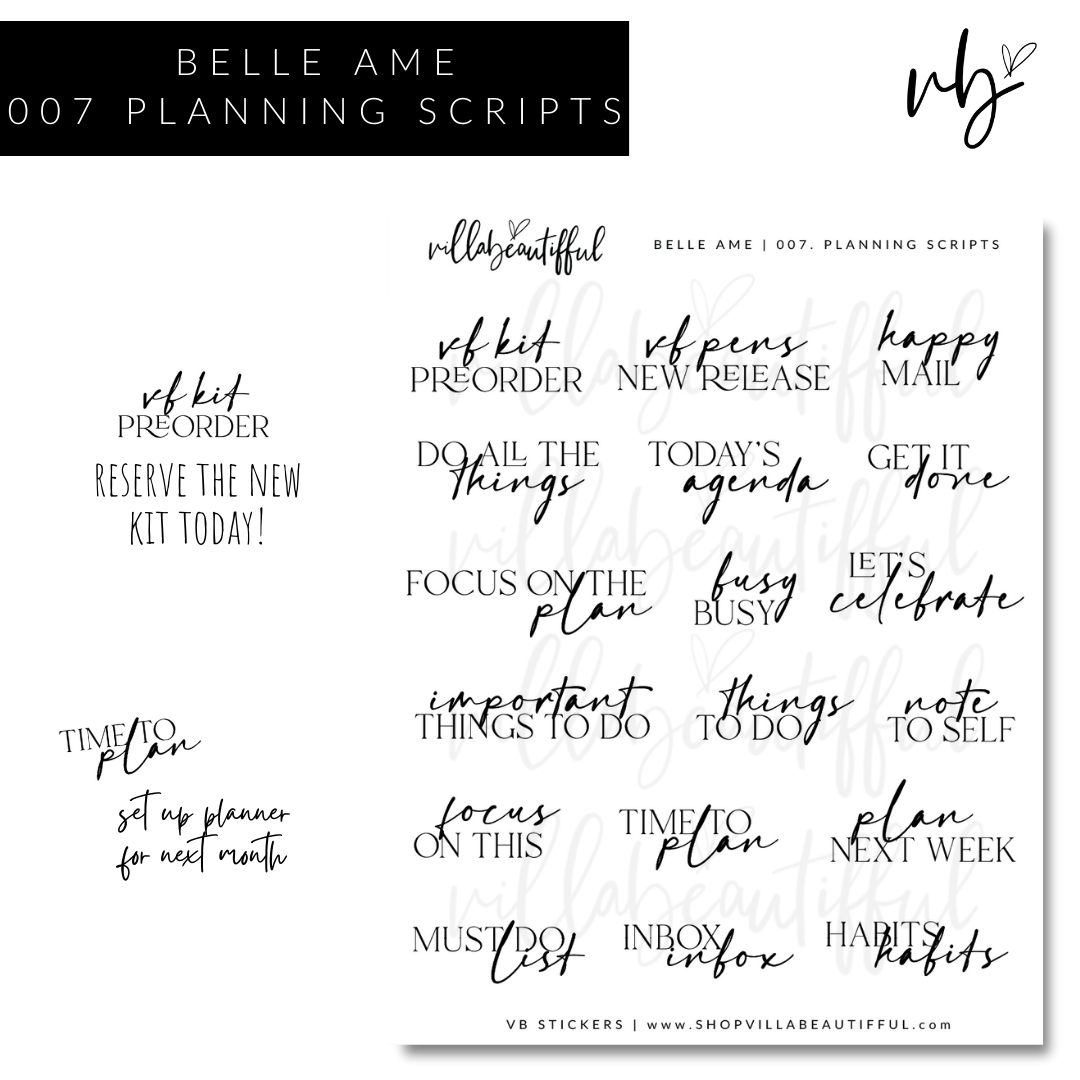 Belle Ame | 07 Planning Scripts Sticker Sheet