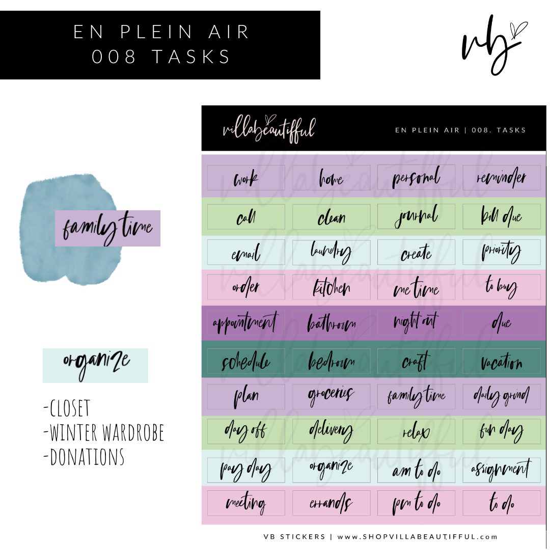 En Plein Air | 08 Tasks Sticker Sheet