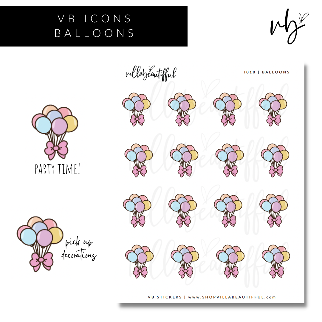 VB Icons | I018 Balloons Sticker Sheet