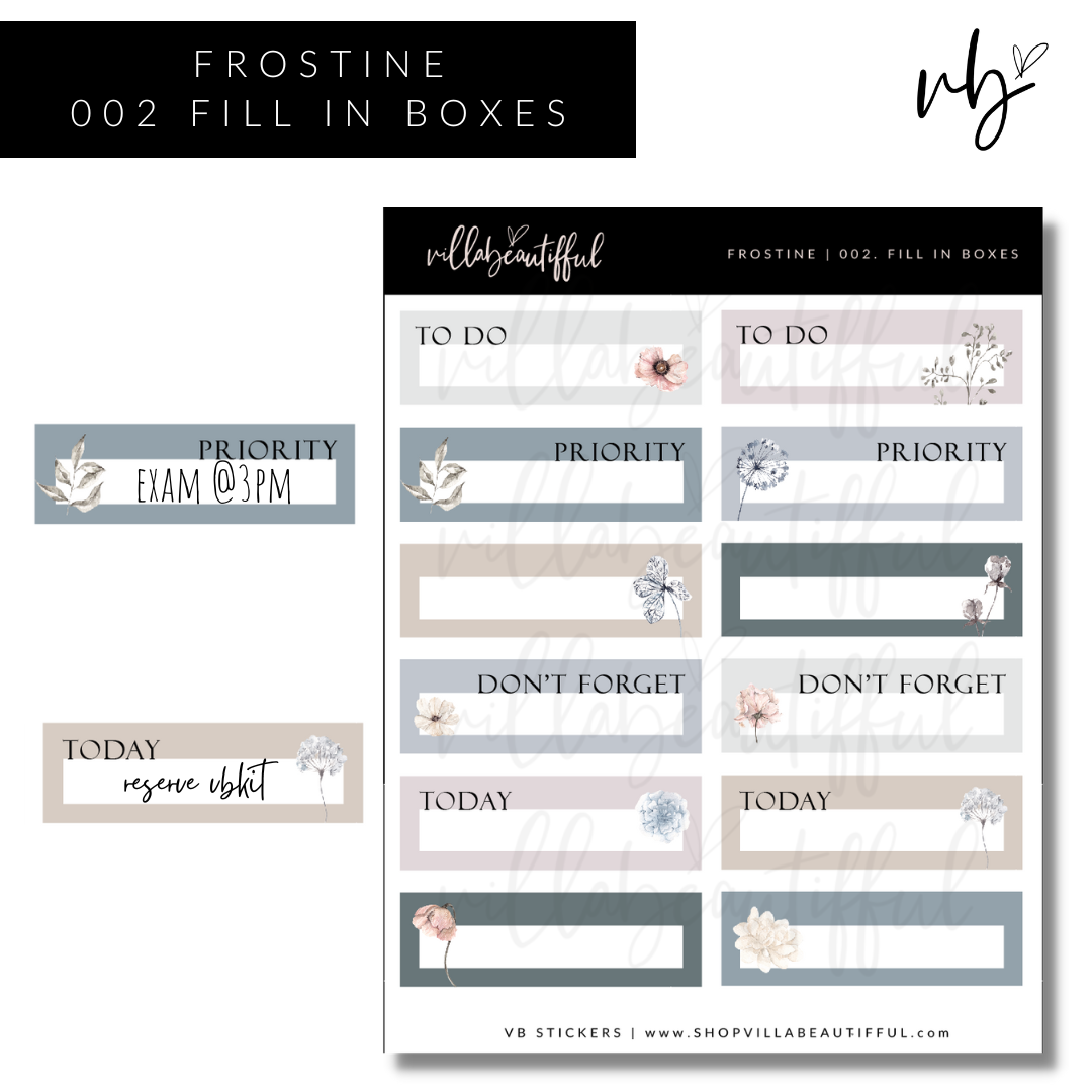 Frostine | 02 Fill In Boxes Sticker Sheet
