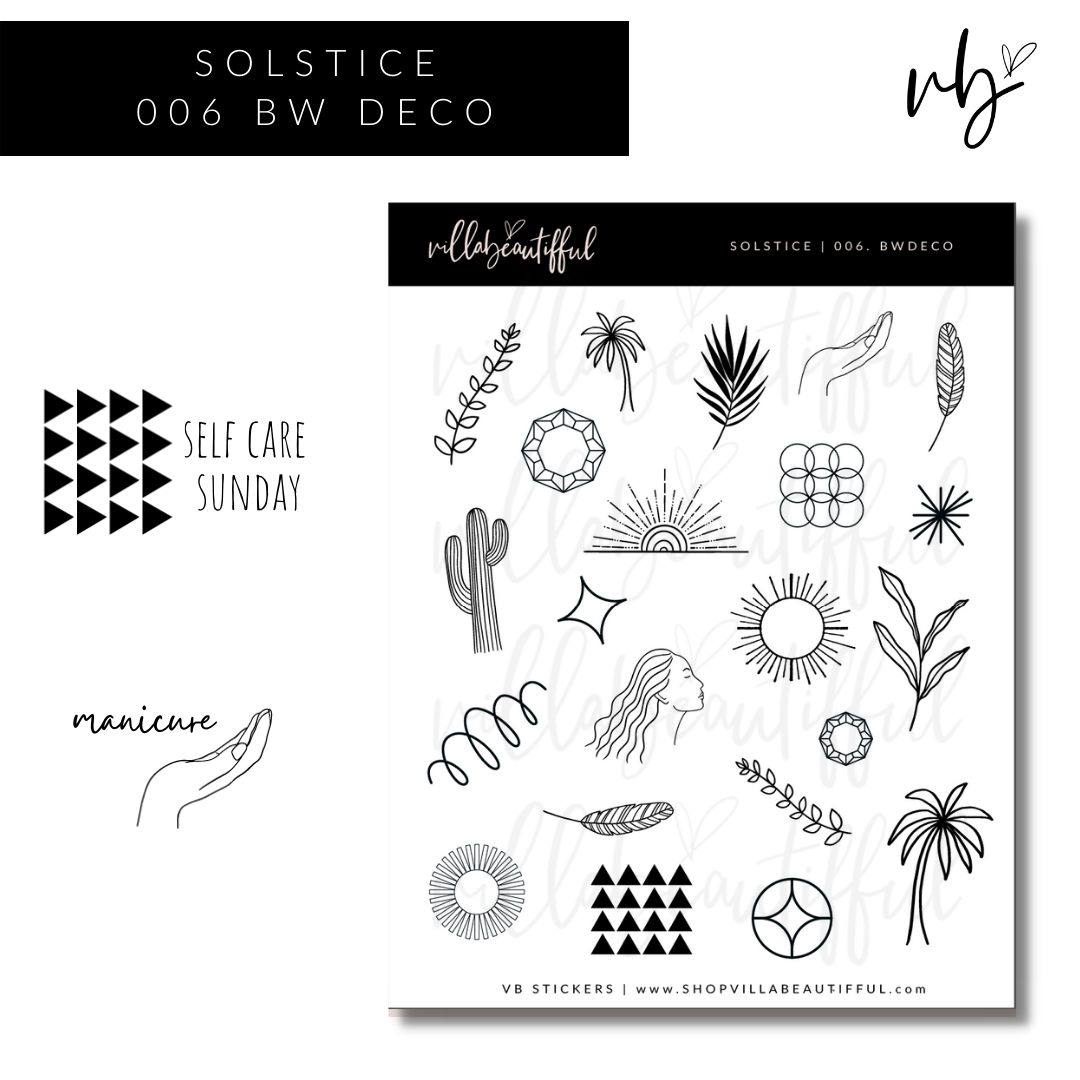 Solstice | 06 BW Deco Sticker Sheet