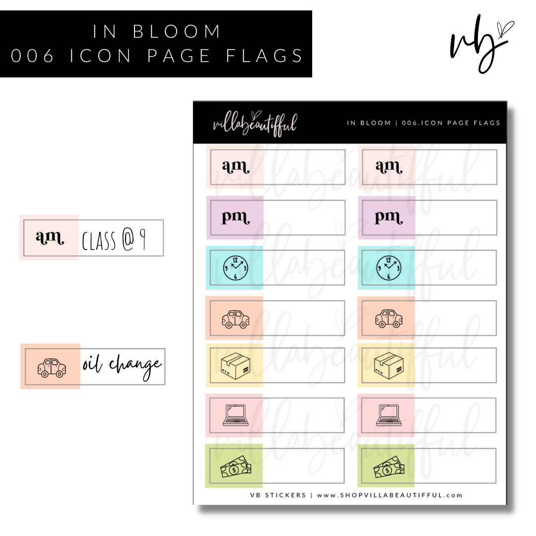 In Bloom | 06 Icon Page Flags Sticker Sheet