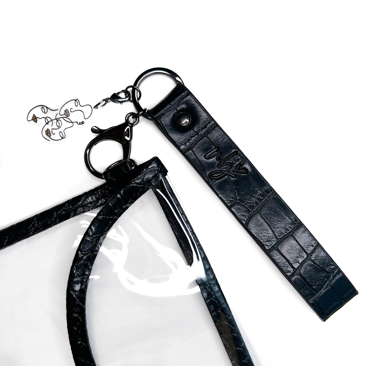 Black Croco Acrylic Dangle Charm Keychain