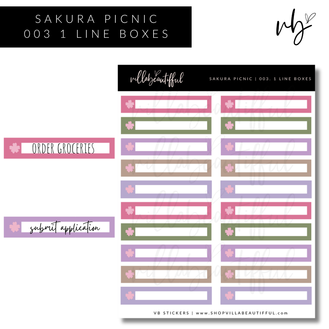 Sakura Picnic | 03 1 Line Boxes Sticker Sheet