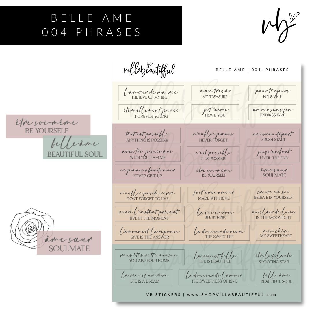 Belle Ame | 04 Phrases Sticker Sheet