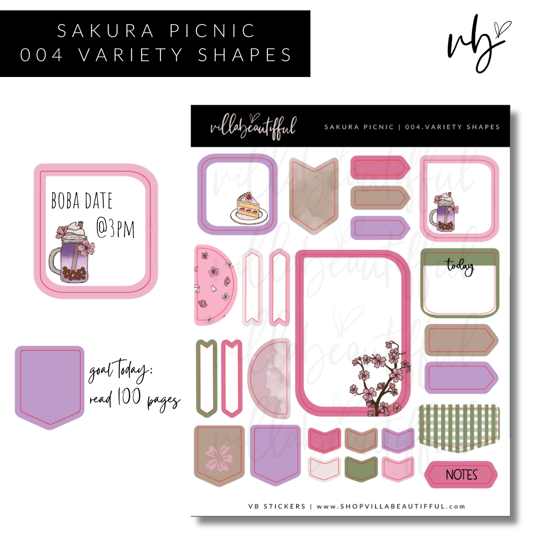 Sakura Picnic | 04 Variety Shapes Sticker Sheet
