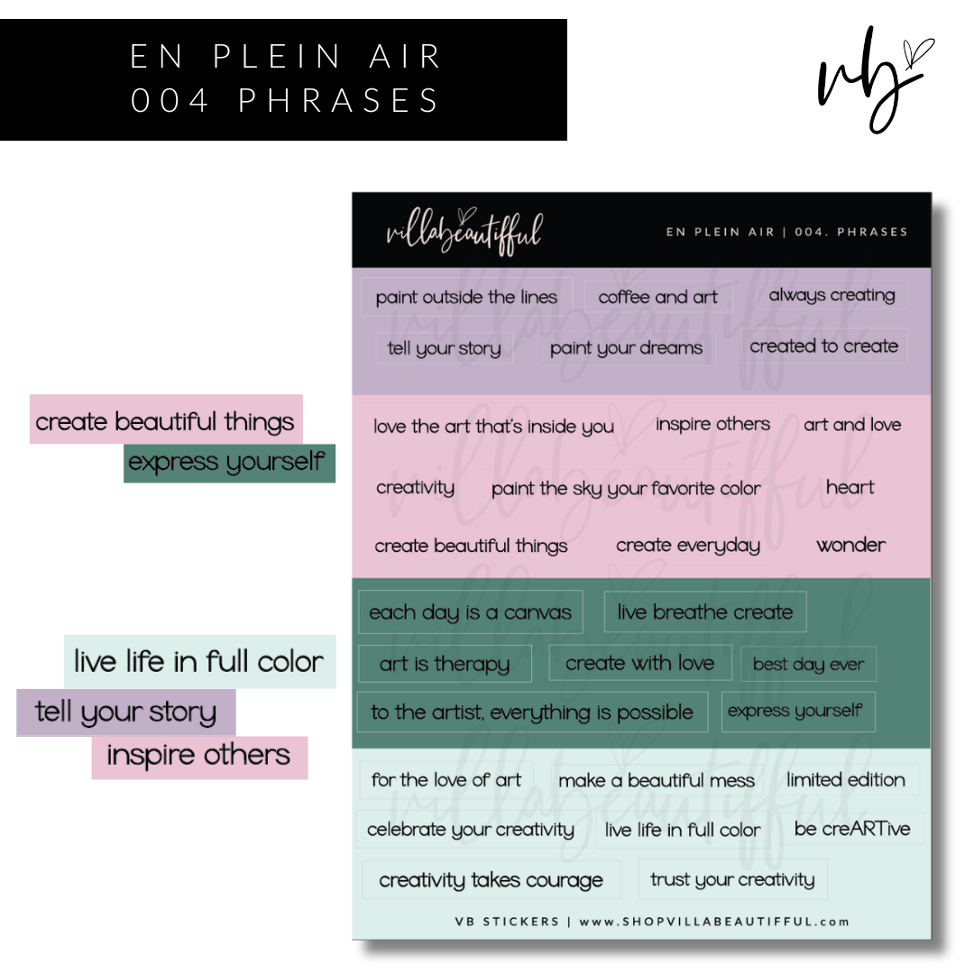 En Plein Air | 04 Phrases Sticker Sheet