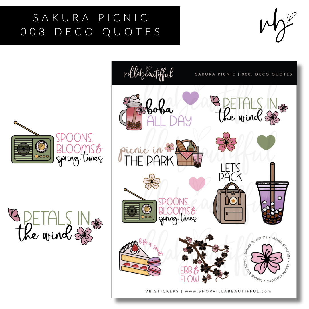 Sakura Picnic | 08 Deco Quotes Sticker Sheet