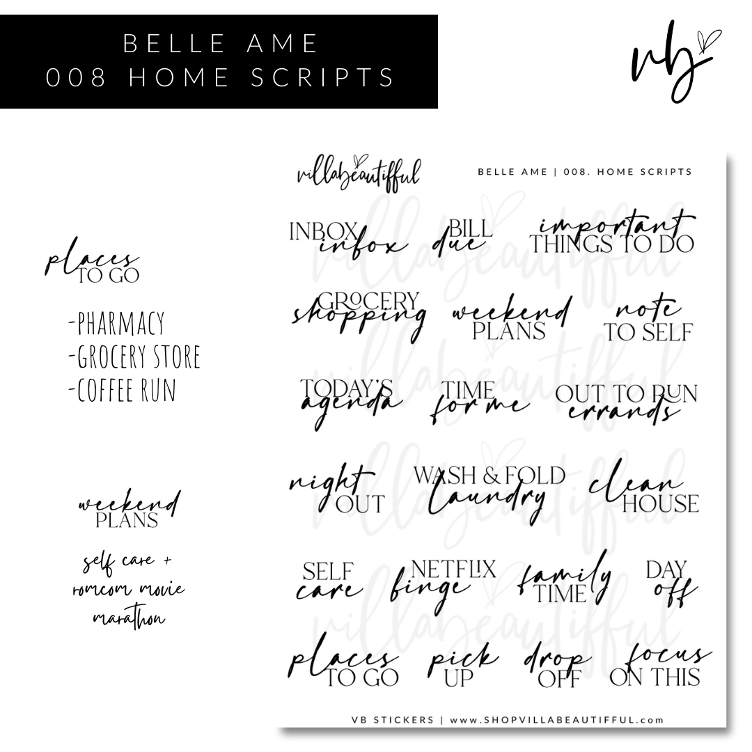 Belle Ame | 08 Home Scripts Sticker Sheet