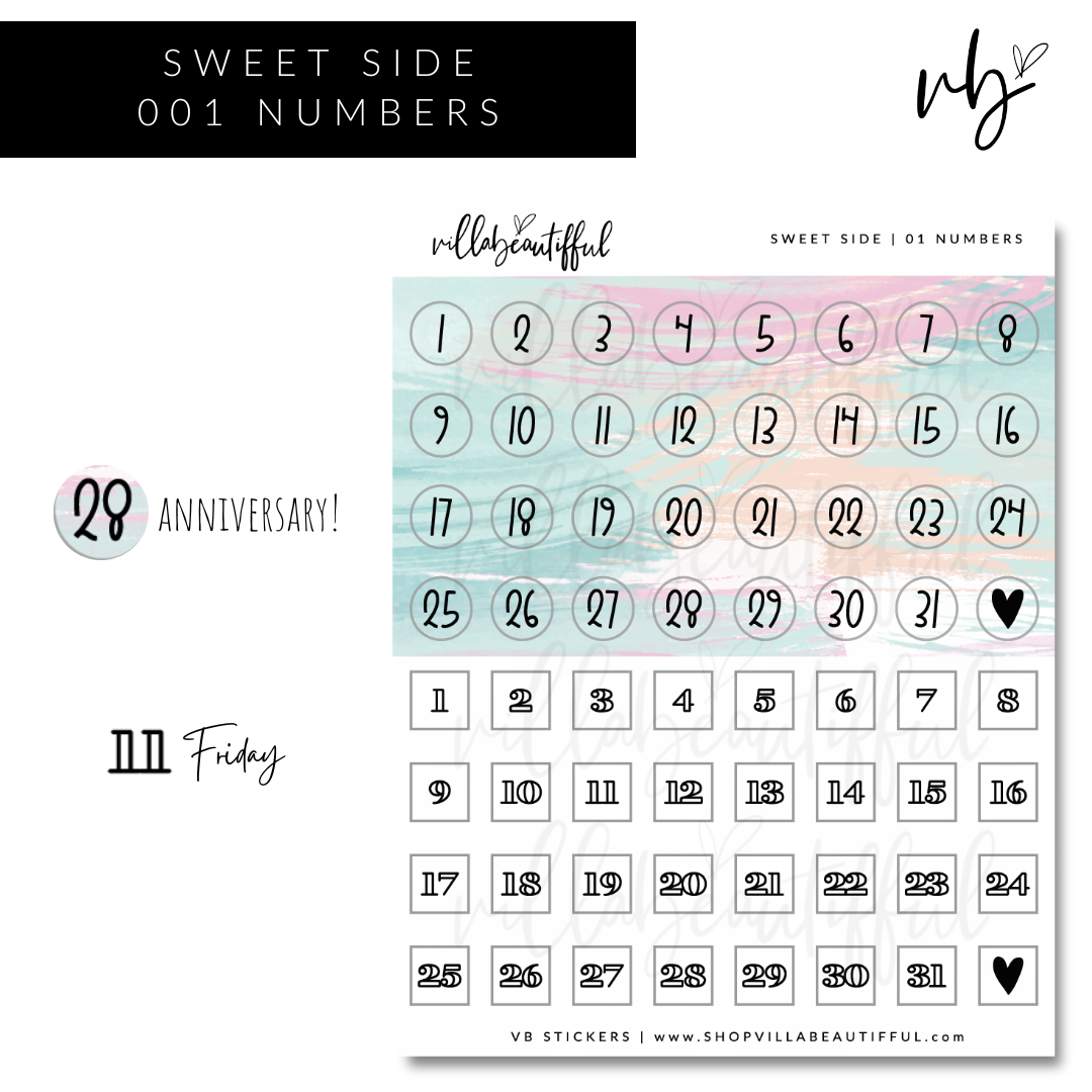 Sweet Side | 01 Numbers Sticker Sheet