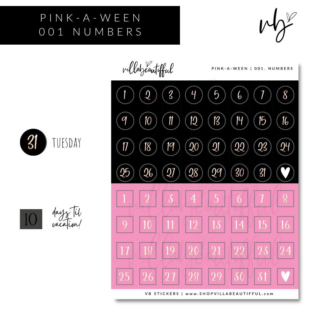 Pink-a-Ween | 01 Numbers Sticker Sheet