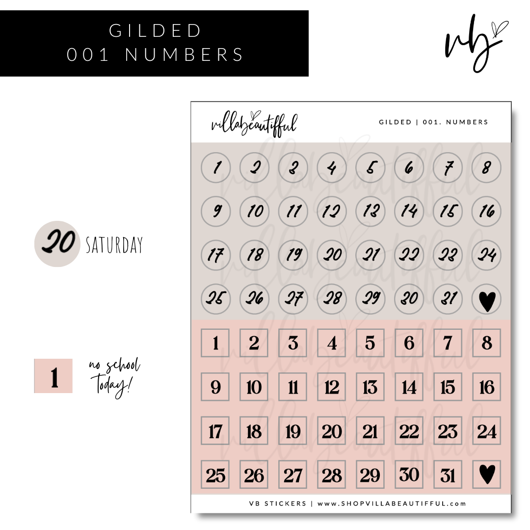 Gilded | 01 Numbers Sticker Sheet