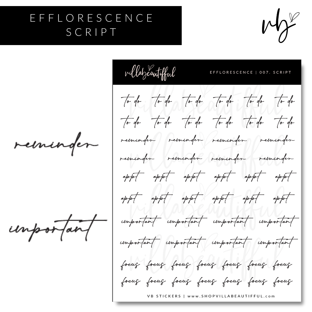 Efflorescence | 07 Script Sticker Sheet