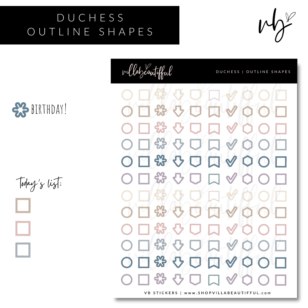 Duchess | 02 Outline Shapes Sticker Sheet