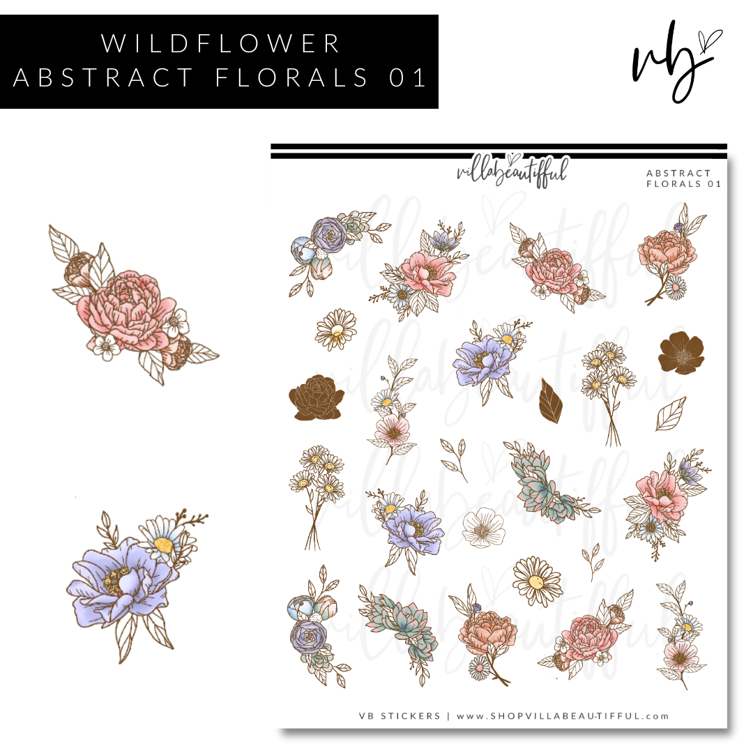 Abstract Florals - 01 Sticker Sheet