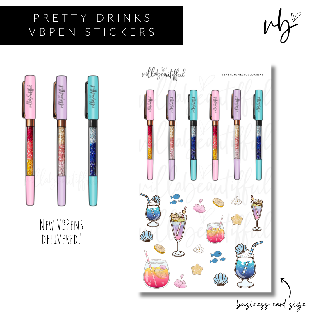 Pretty Drinks VBPens New Release Sticker Sheet