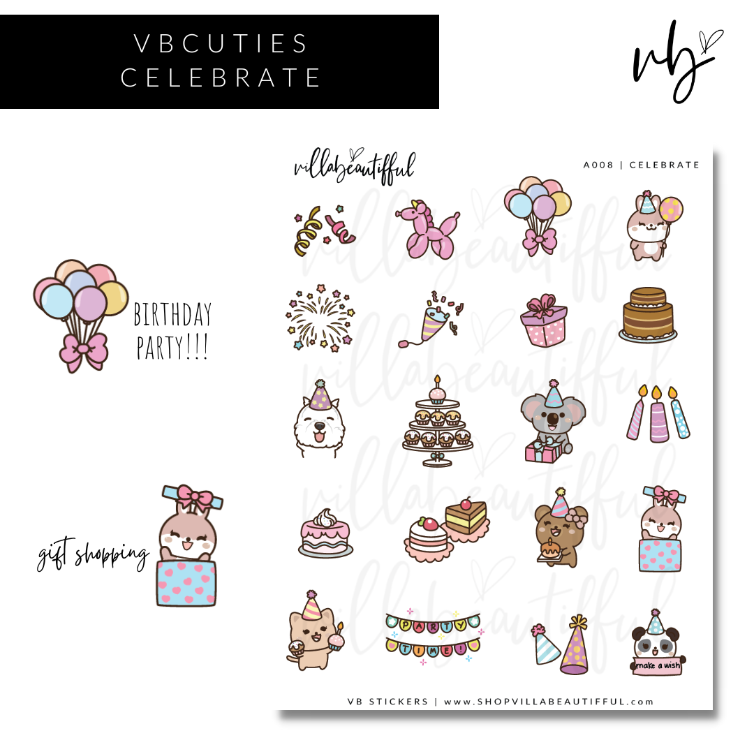 VBCuties | A008 Celebrate Sticker Sheet