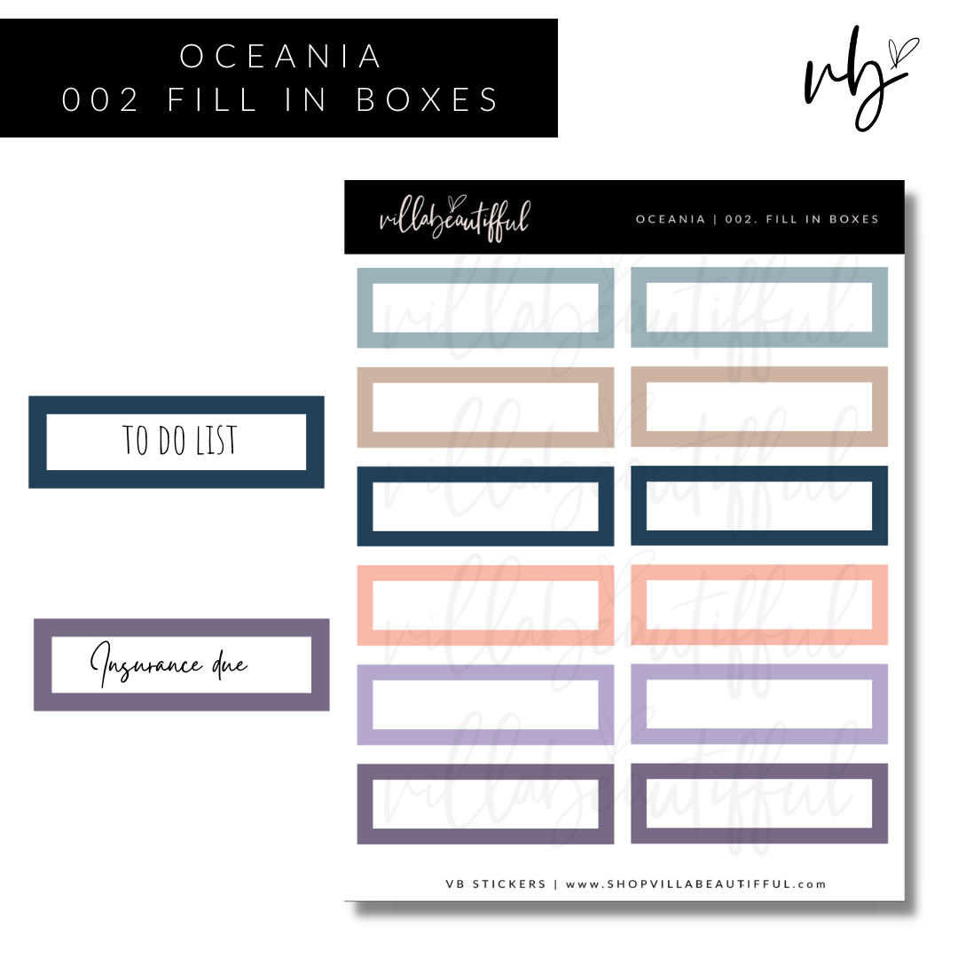 Oceania | 02 Fill In Boxes Sticker Sheet