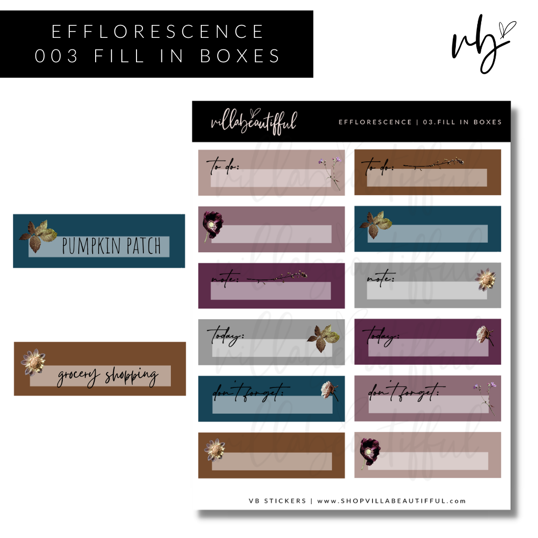 Efflorescence | 03 Fill In Boxes Sticker Sheet