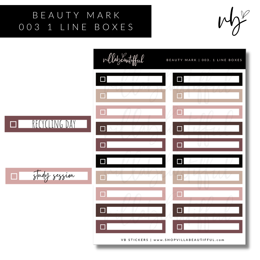 Beauty Mark | 03 1 Line Boxes Sticker Sheet