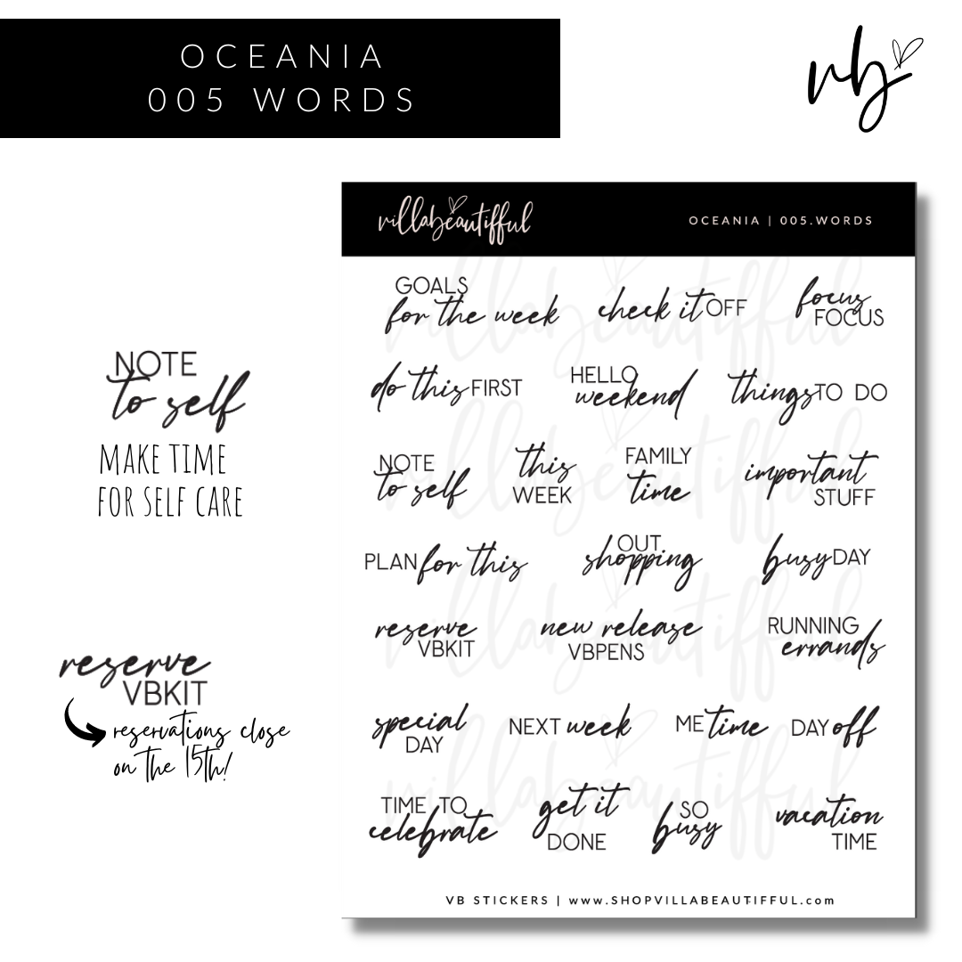 Oceania | 05 Words Sticker Sheet