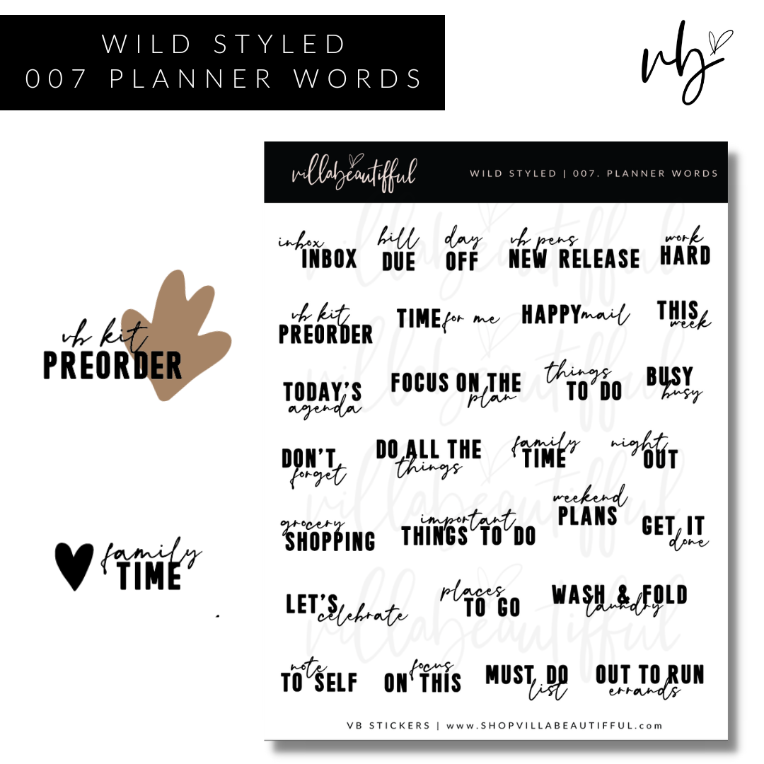 Wild Styled | 07 Planner Words Sticker Sheet