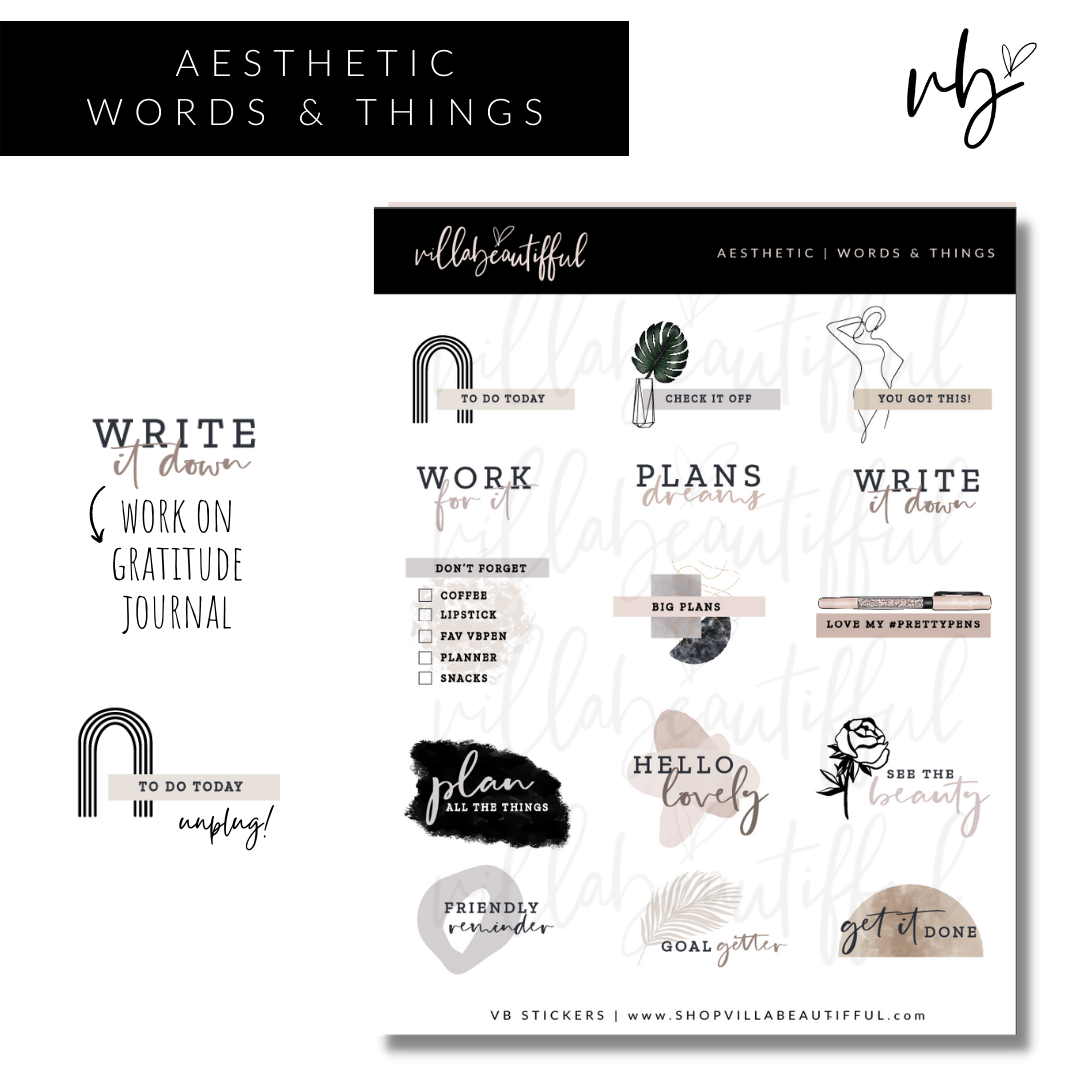 Aesthetic | 04 Words & Things Sticker Sheet