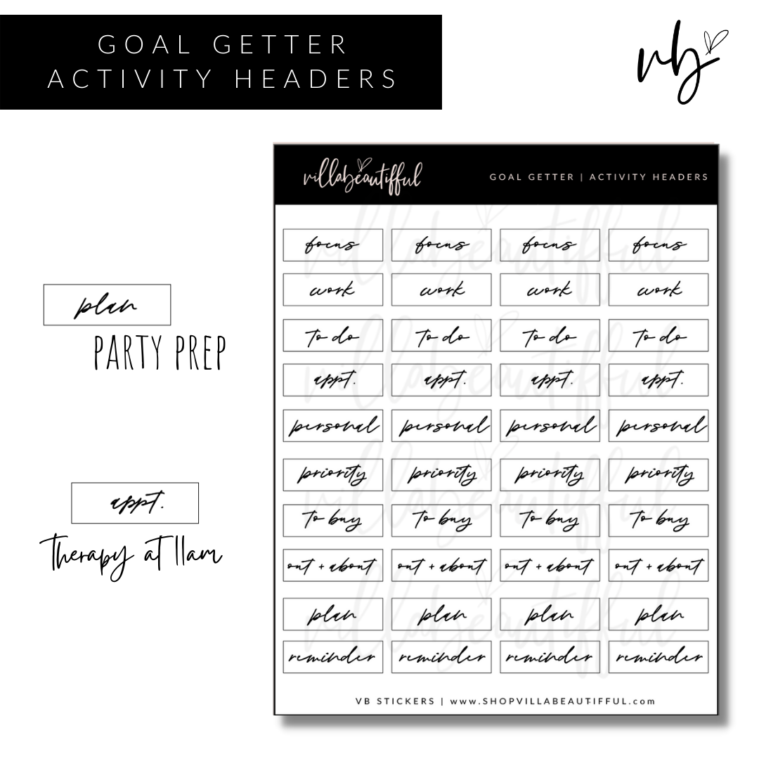 Goal Getter | 05 Activity Headers Sticker Sheet