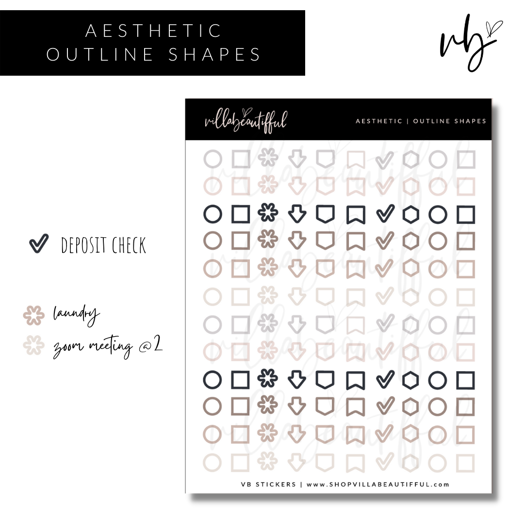 Aesthetic | 02 Outline Shapes Sticker Sheet