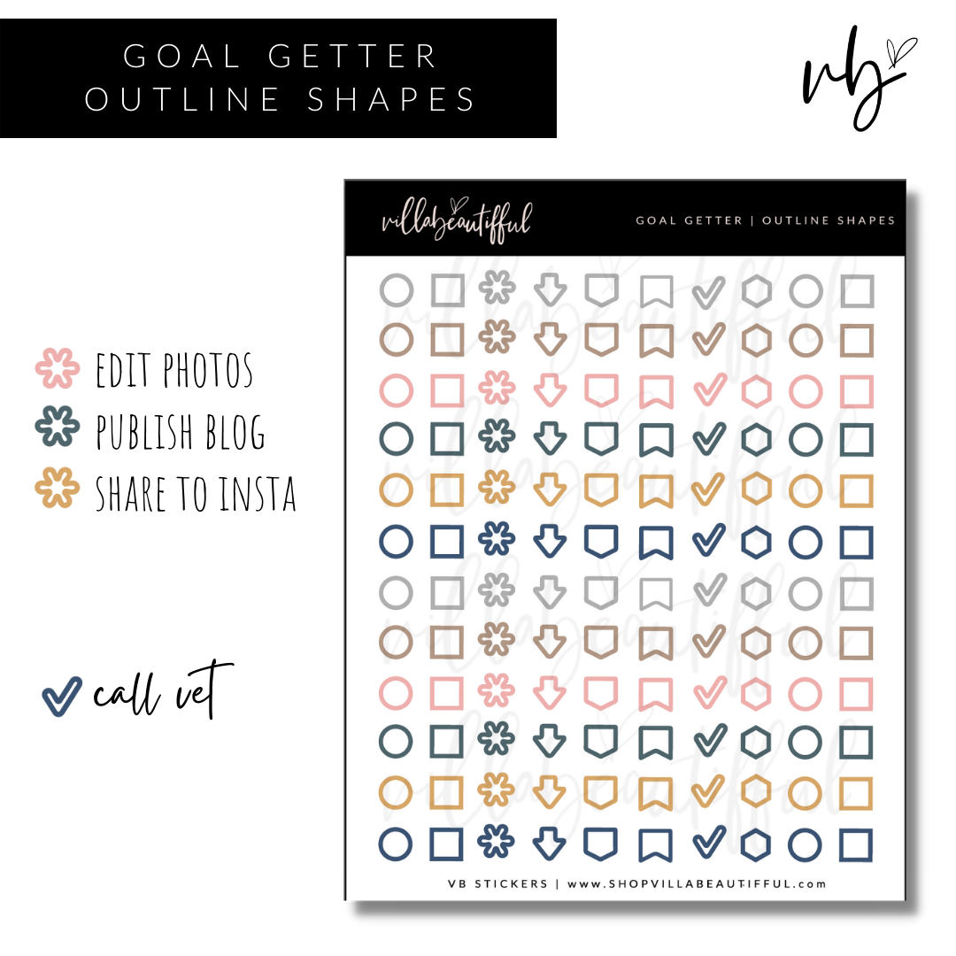 Goal Getter | 02 Outline Shapes Sticker Sheet
