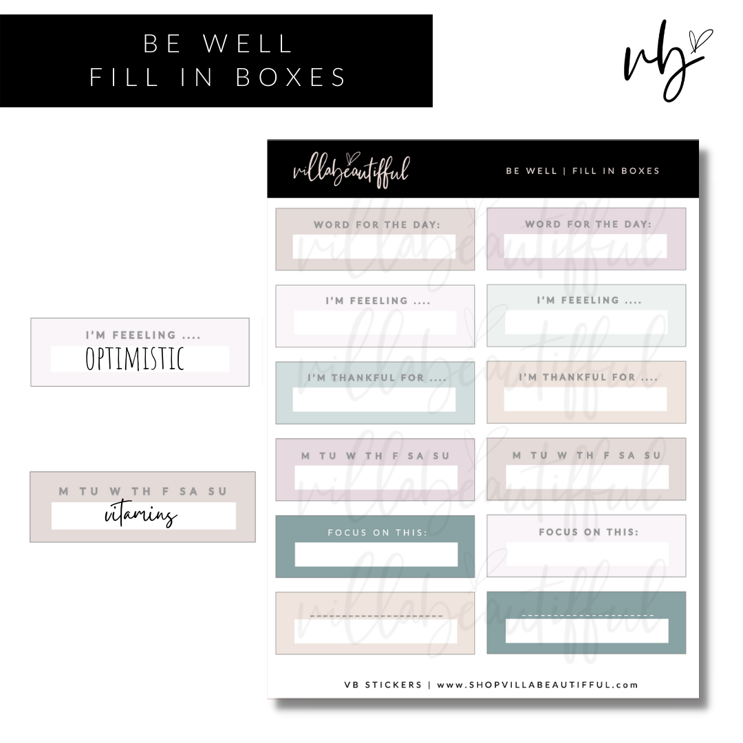 Be Well | Fill in Boxes Sticker Sheet