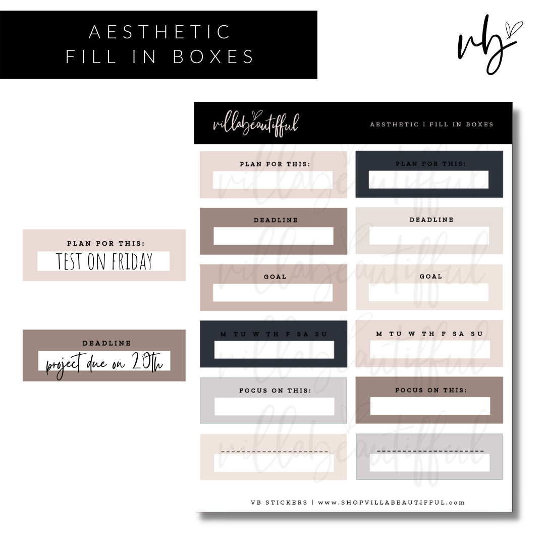 Aesthetic | 06 Fill in Boxes Sticker Sheet