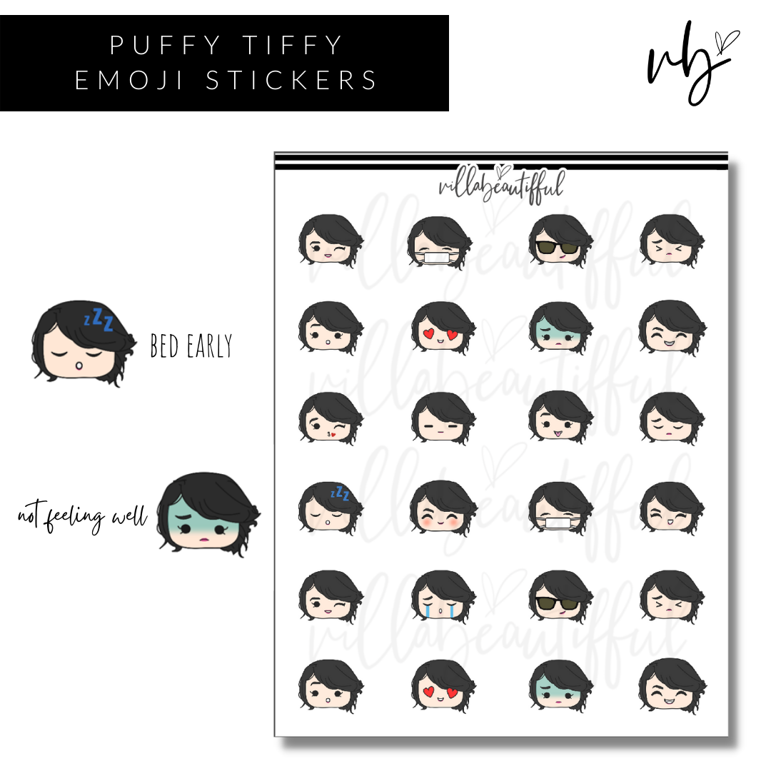 Puffy Tiffy Emojis Sticker Sheet