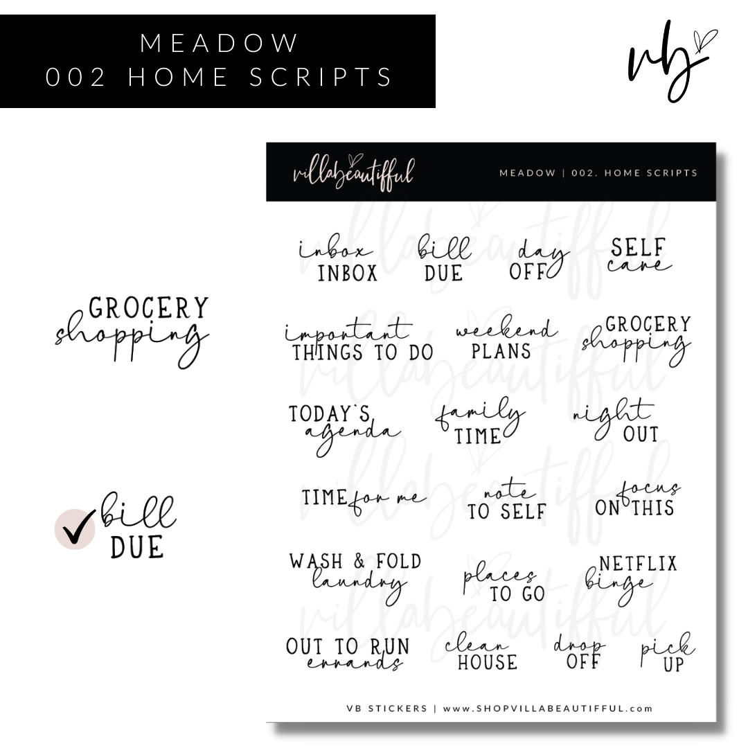 Meadow | 02 Home Scripts Sticker Sheet