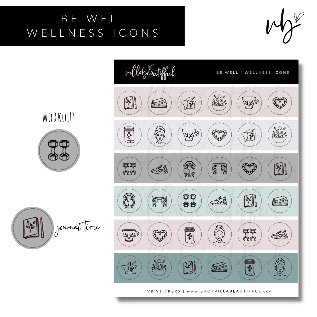 Be Well | Wellness Icons Sticker Sheet