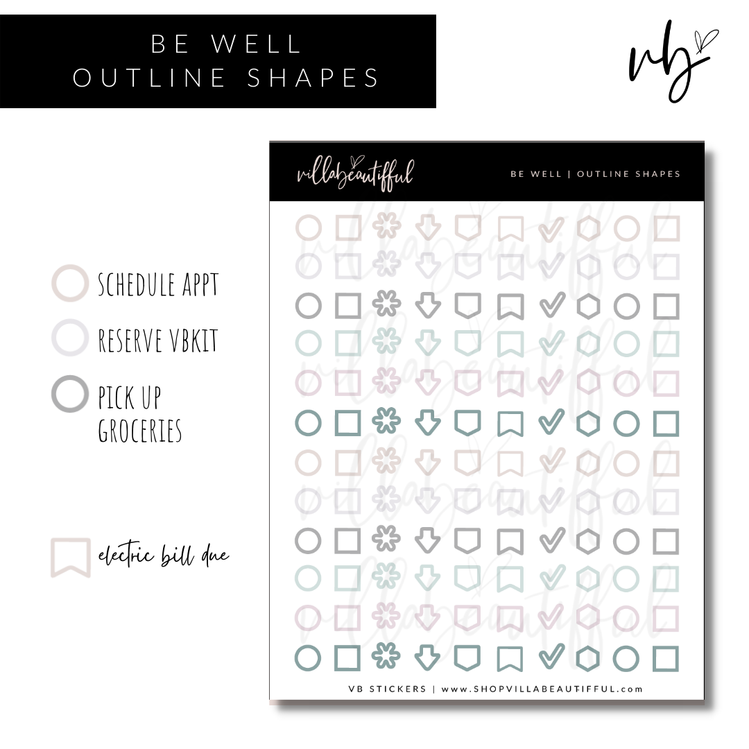 Be Well | Outline Shapes Sticker Sheet
