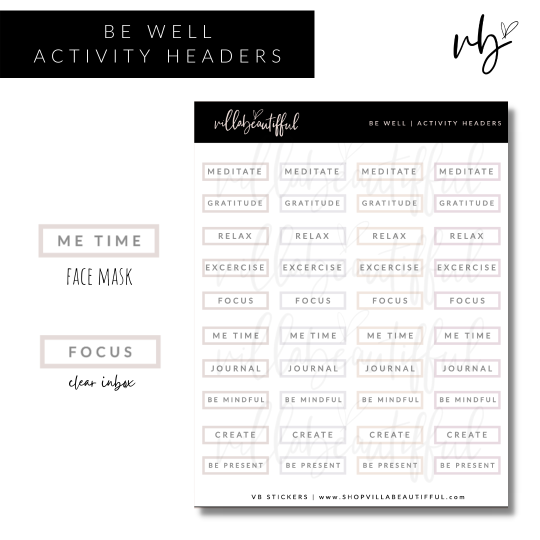 Be Well | Activity Headers Sticker Sheet
