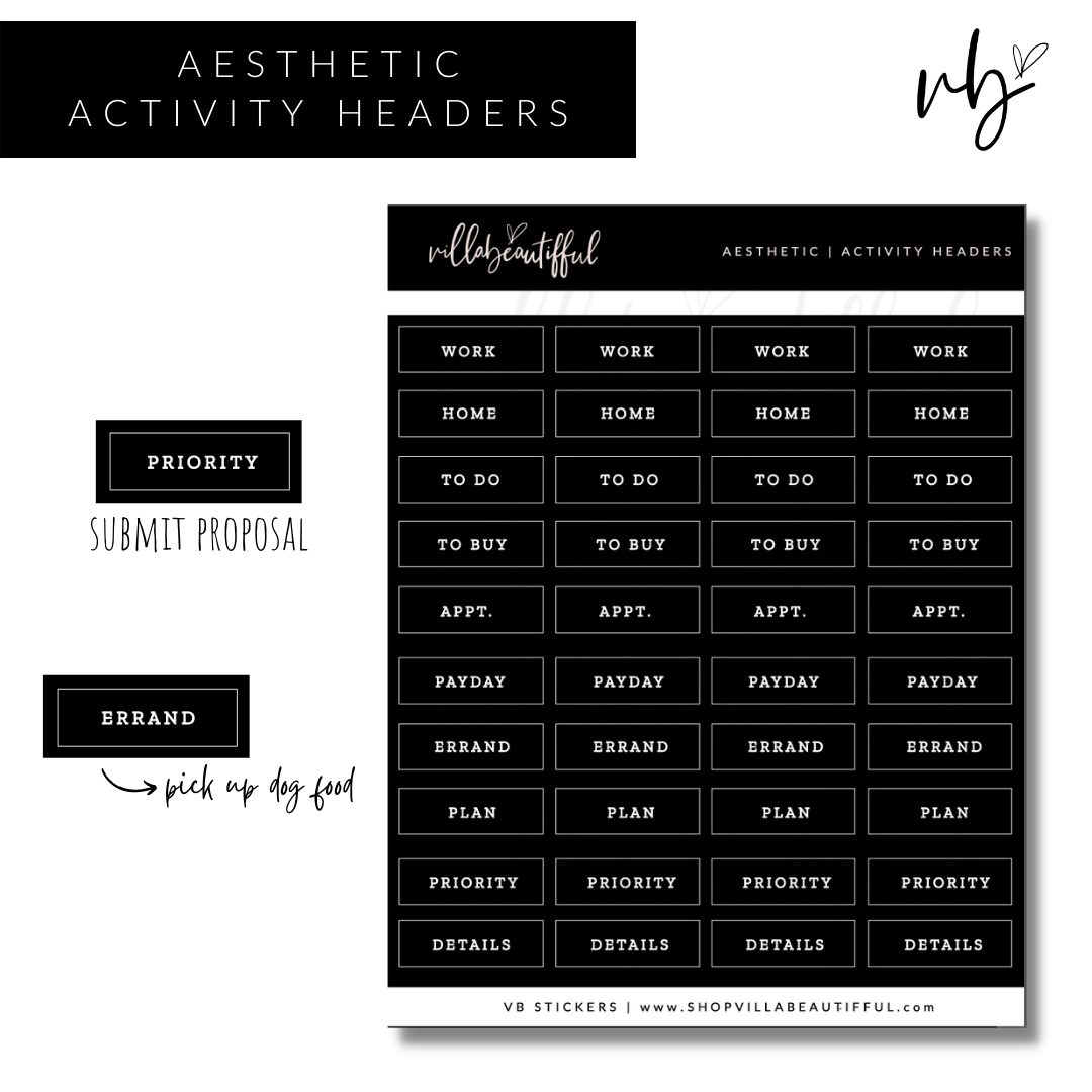 Aesthetic | 05 Activity Headers Sticker Sheet