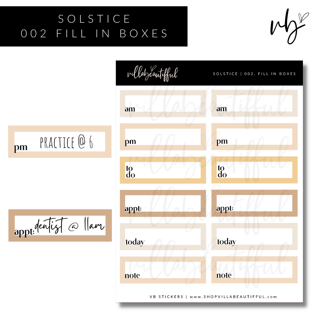Solstice | 02 Fill In Boxes Sticker Sheet