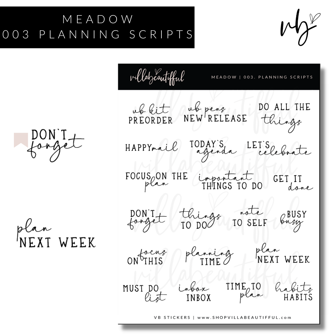 Meadow | 03 Planning Scripts Sticker Sheet