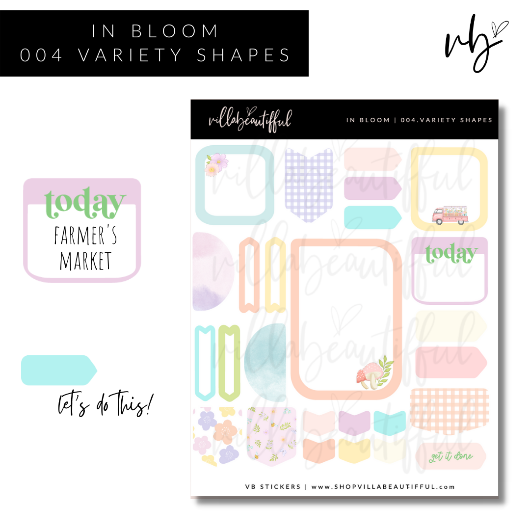 In Bloom | 04 Variety Shapes Sticker Sheet
