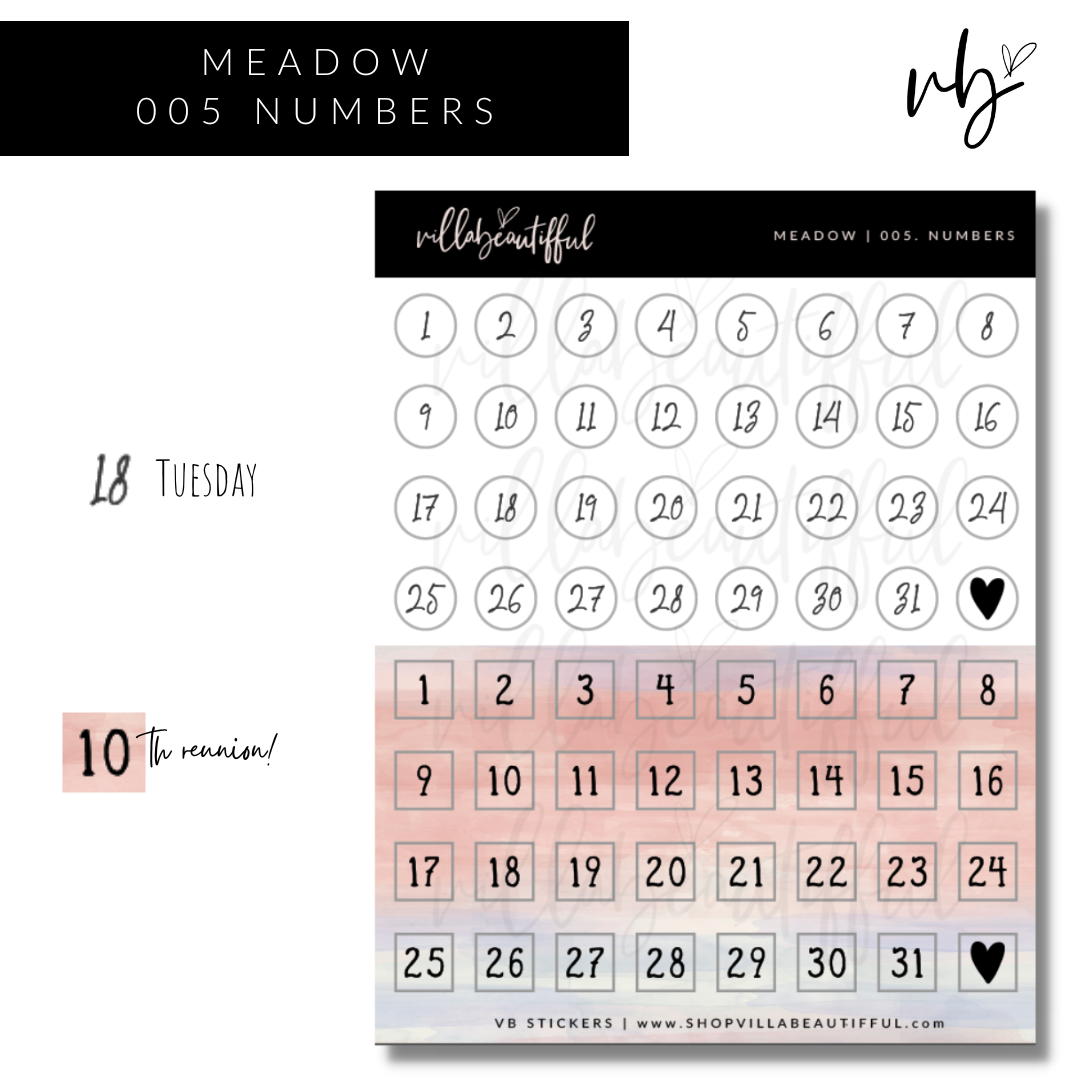Meadow | 05 Numbers Sticker Sheet