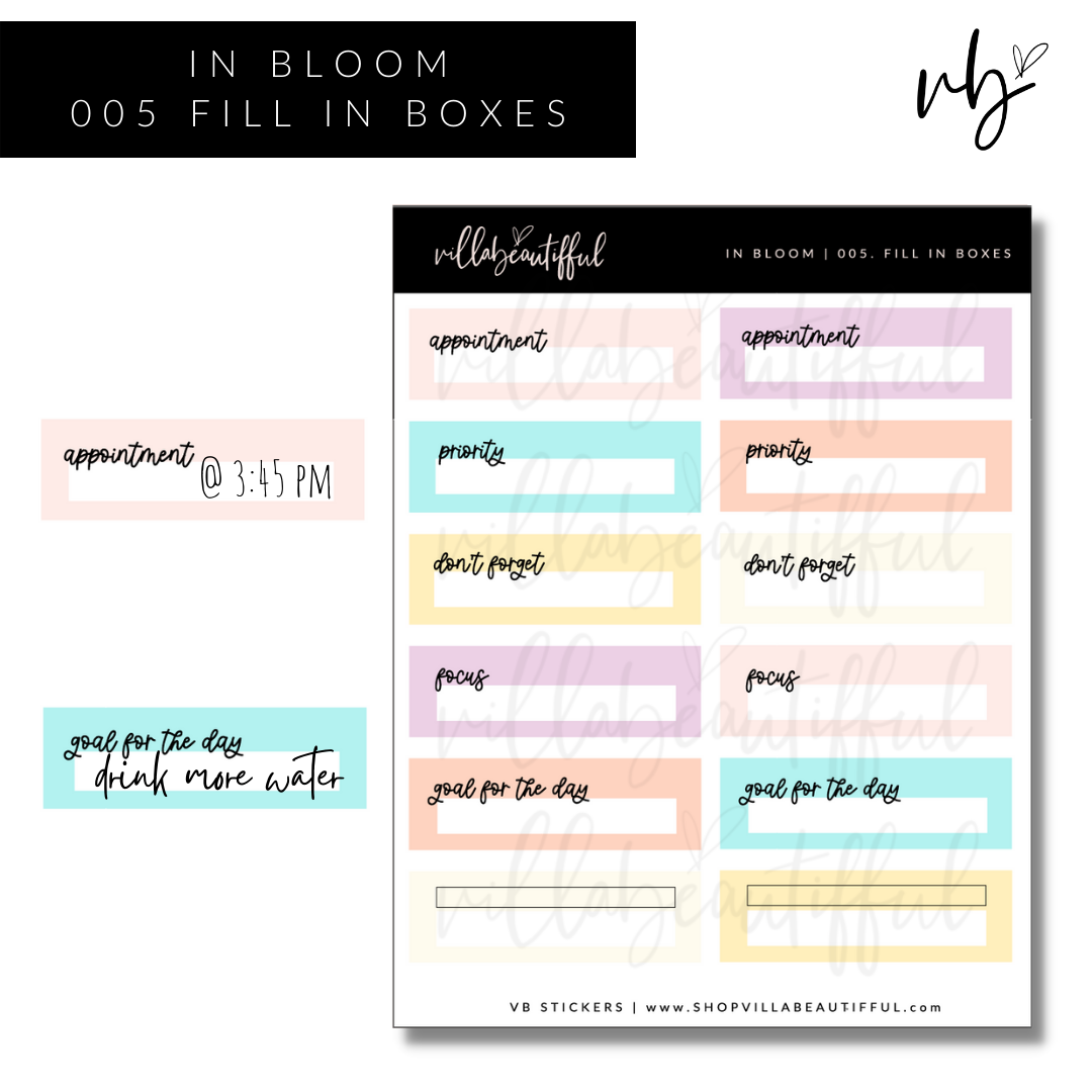 In Bloom | 05 Fill in Boxes Sticker Sheet