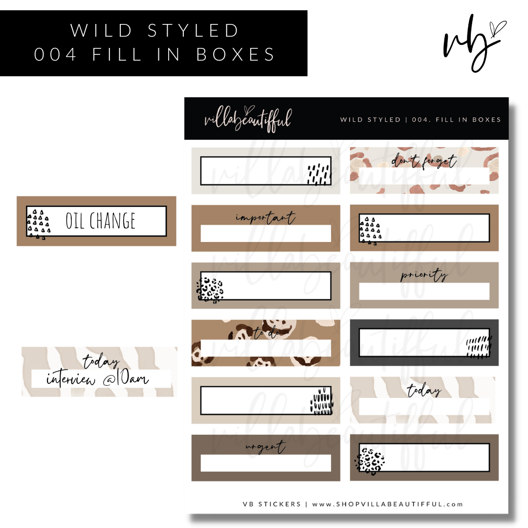 Wild Styled | 04 Fill In Boxes Sticker Sheet