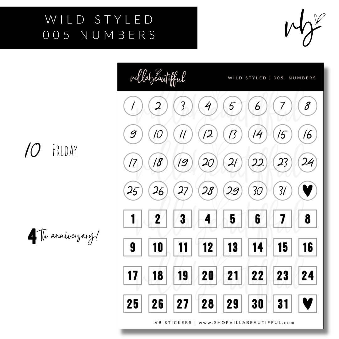 Wild Styled | 05 Numbers Sticker Sheet