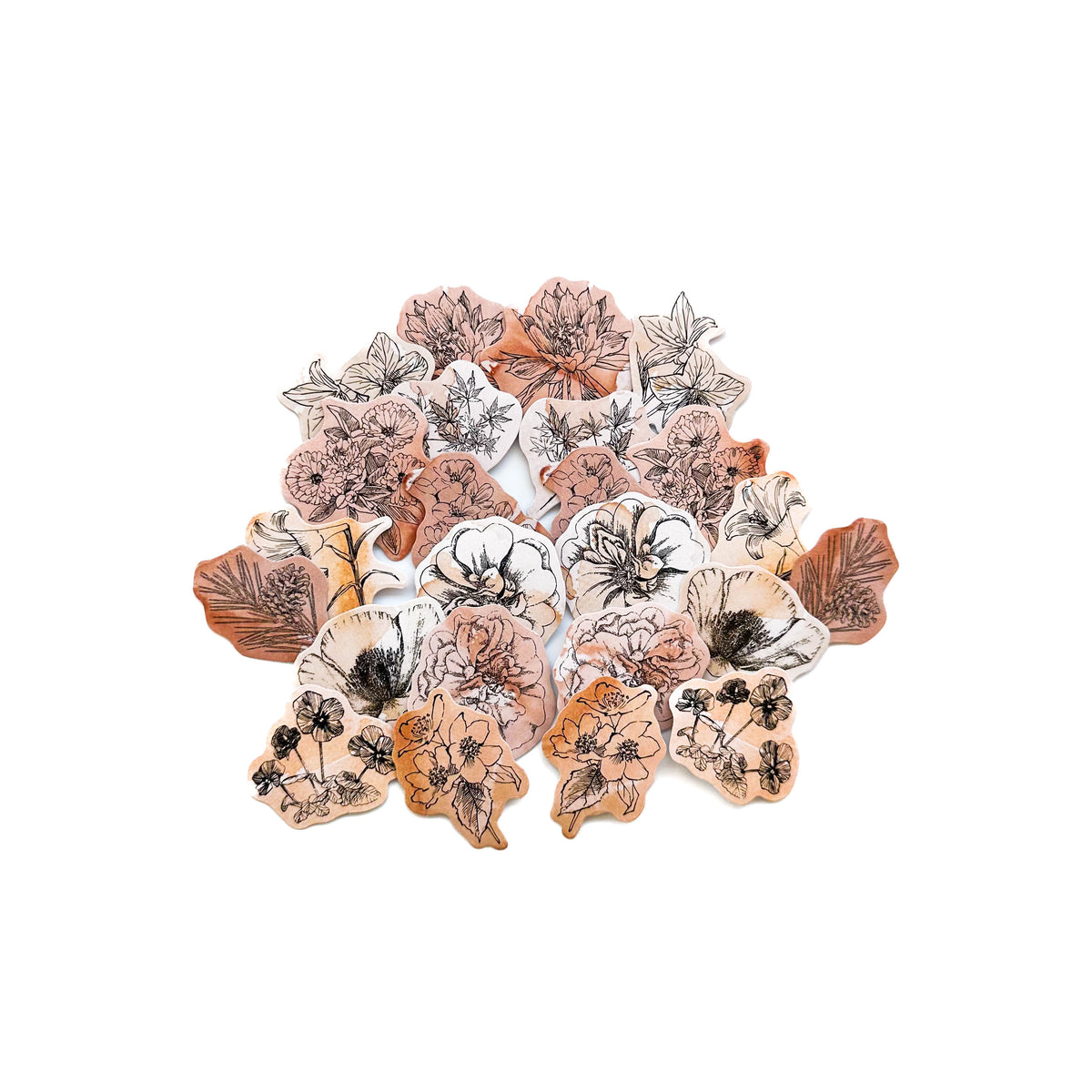 Journal Sticker Pack | Brown Flowers