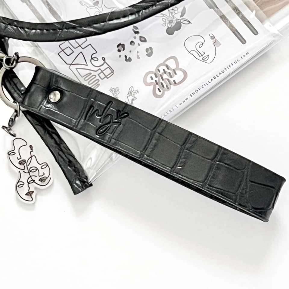 Black Croco Acrylic Dangle Charm Keychain